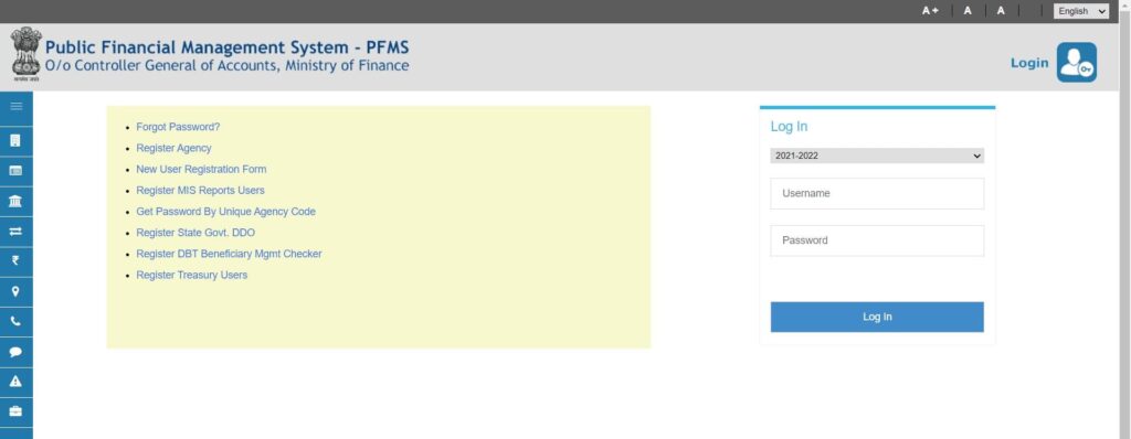 PFMS Scholarship login Procedure
