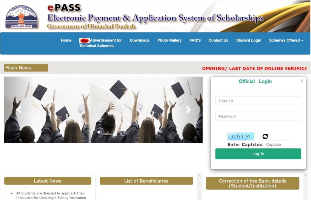 Apply Online Under HP Scholarship