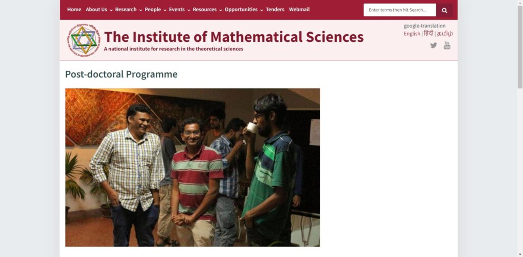 Apply Online Under Institute Of Mathematical Sciences Post-Doctoral Fellowships 